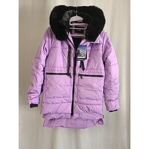 Sample Unbranded Plush Lined Zip Up Hooded Puffer Coat Lilac  SMALL Nwt